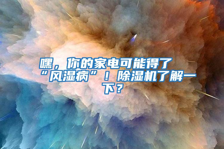 嘿，你的家電可能得了“風濕病”！除濕機了解一下？